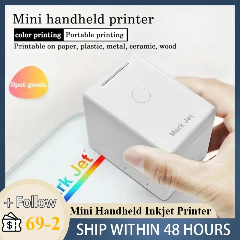 Mark Jet Portable Mini Handheld Inkjet Printer for Photo Logo Wood Lable Fabric Wireless Mobile Color Printing Water-soluble Ink