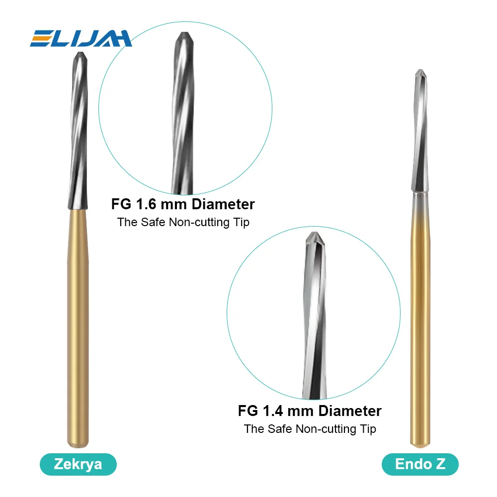 5Pcs/Pack Dental Endo-Z Carbide Burs Zekrya Surgical Endo Tungsten Bone Cutters Drill FG 1.6mm Safe Non-Cutting Tips Dental Tool
