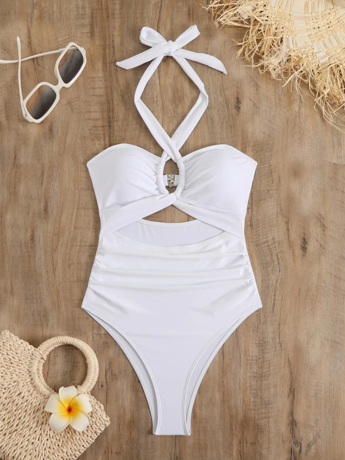 

Сексуальный треугольный цельный купальник для женщин, чистый цвет, подвесной Ne Design, чистый и простой, фиксированная накладка на грудь, без свера