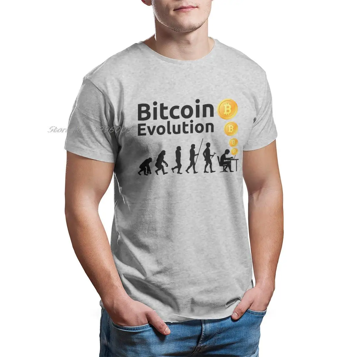 Bitcoin Sign Art Satoshi Nakamoto Evolution Men T-Shirt Cotton Tees Harajuku TShirt Men's Clothing Oversized Unisex Tops