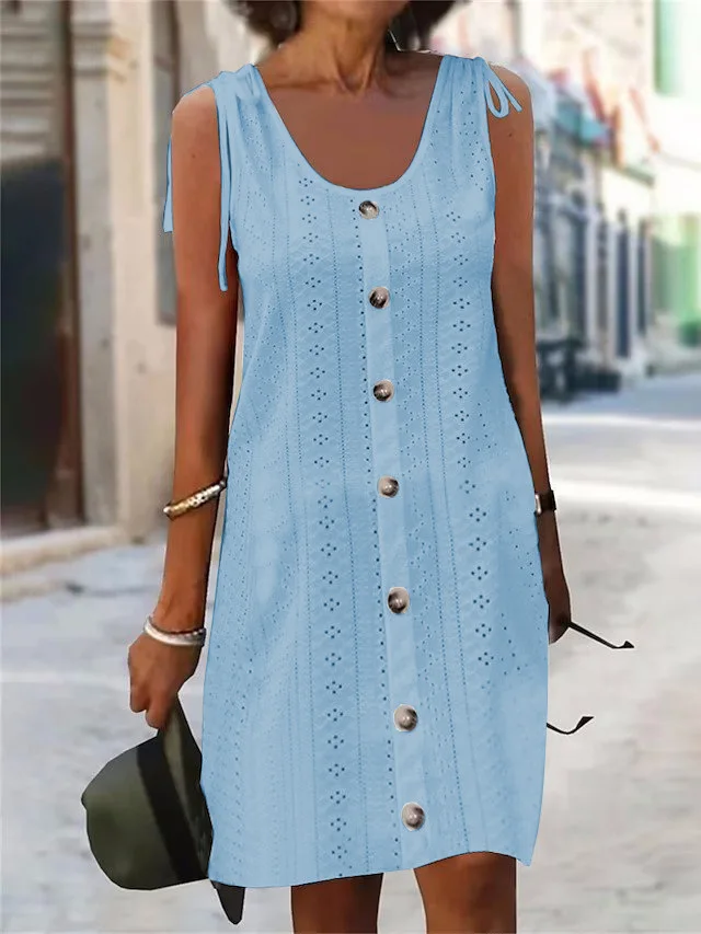 حار بيع الصيف المرأة سترة تنورة U الرقبة الرباط حزام الكتف زر جوفاء بسيطة موضة الشارع عطلة تنورة صغيرة