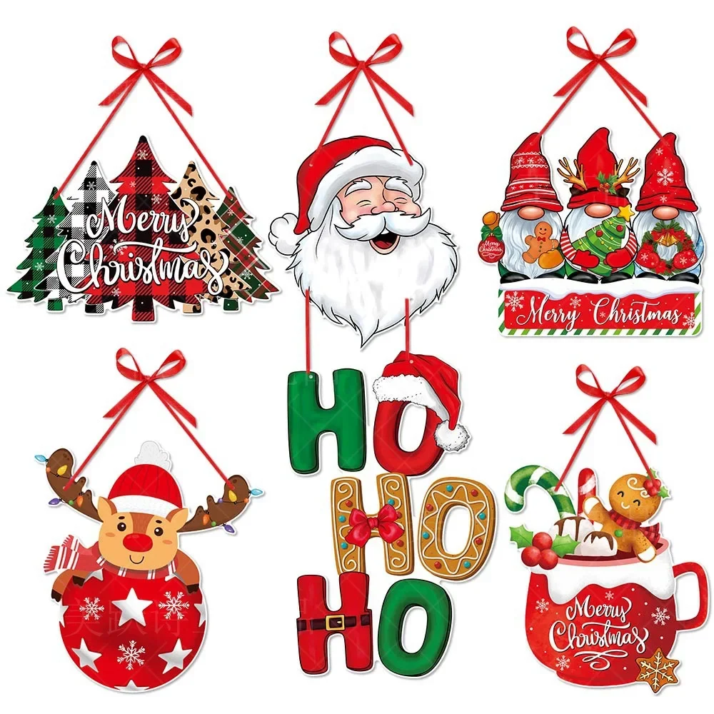 Navidad Christmas Decor Door Pendants Paper Santa Faceless Doll Welcome Sign Hanging Ornament New Year Party Xmas Noel 2025 Gift