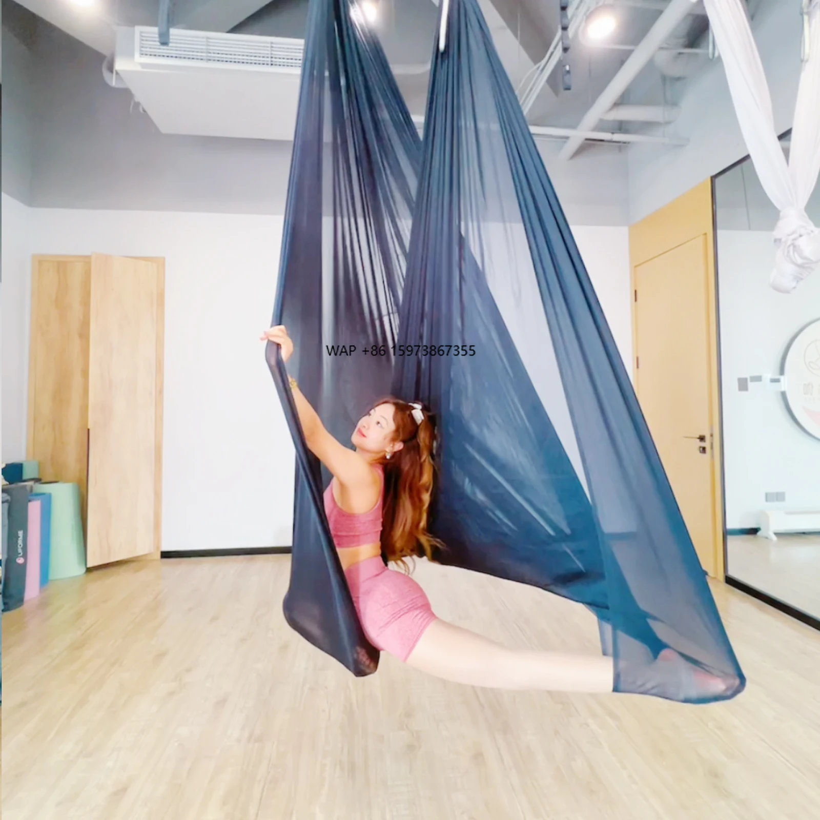 

8m Air Yoga Hammock Transparent Fabric Air Silk Mesh Elastic Yoga Swing Fitness Elastic Band Gym Indoor Yoga Studio