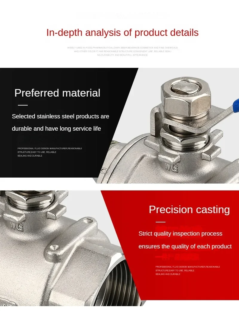 Detalhe 3 de Válvula solenoide 304 Stainless Steel Two Piece Ball Valve 1/4 3/8 1/2\ Água e vapor