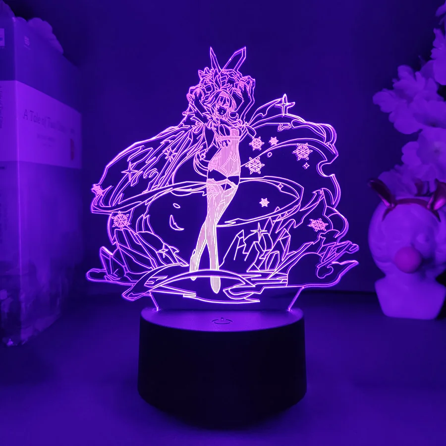 3D Genshin Eula 3D Night Lamp Cool Room Decoration RGB Table Light Hot Video Game Genshin Impact Cryo Character LED Game Lamp