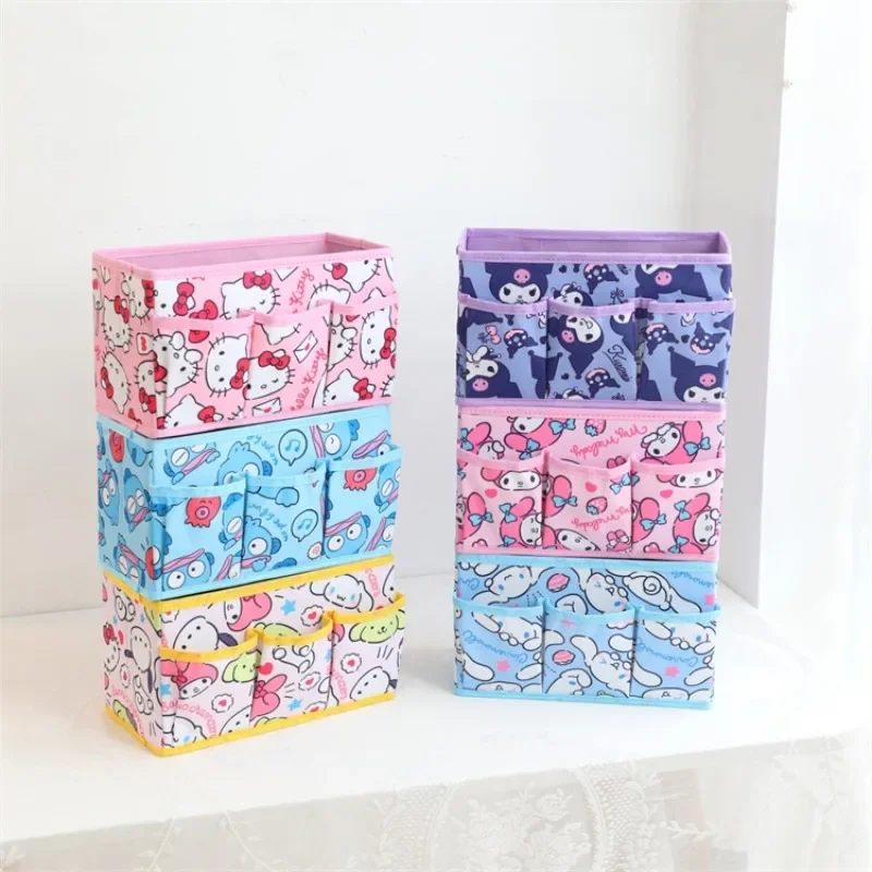 Cinnamoroll Hello Kitty Anime Kawaii Sanrio Foldable Cosmetics Storage Box Cute Kuromi Desktop Stationery Organizer Case Gifts