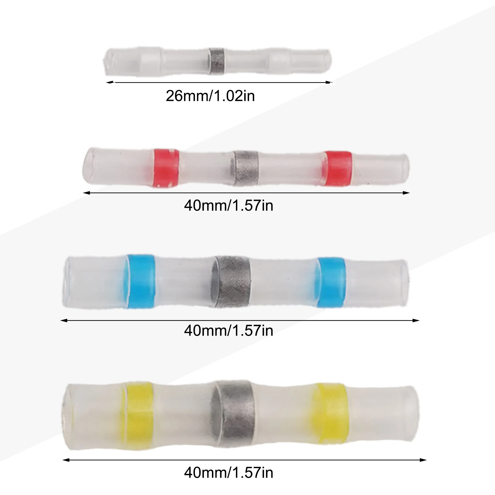 Butt Wire Connectors Heat Shrink Connectors Advanced Waterproof Function Molten Solder Color-coded Connection Tube For Aerospace