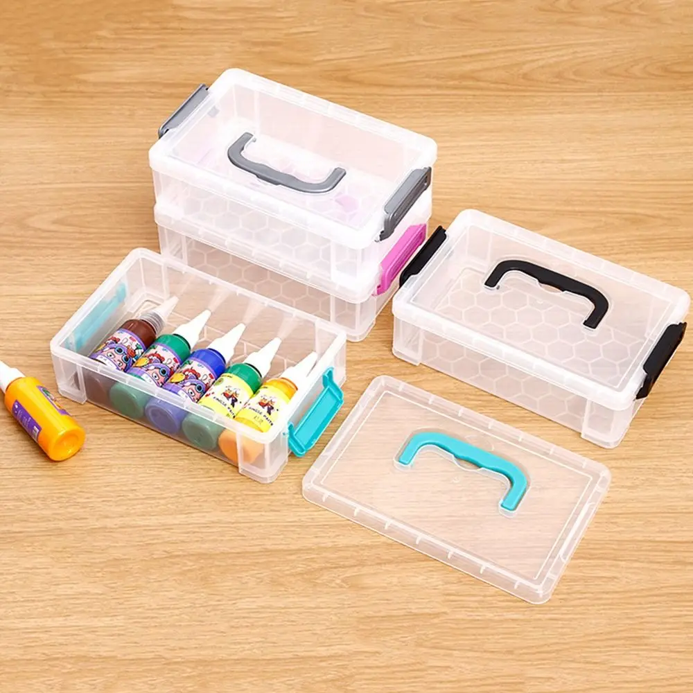 

Rectangular Shape Storage Box Square Design Clear Material Desktop Storage Box Plastic Construction Dustproof Feature