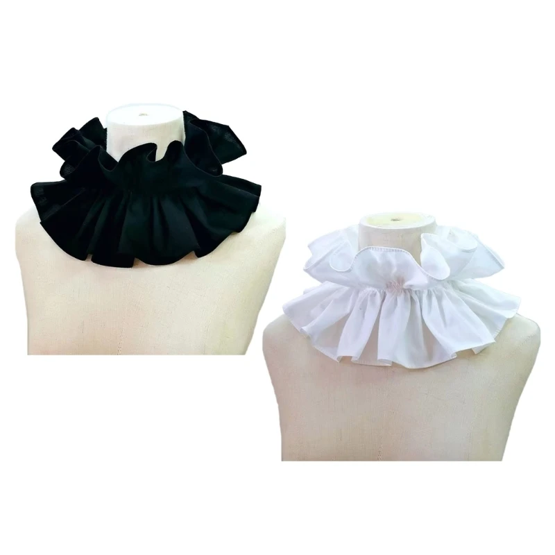 Ruffle Choker Sweet Ruffled Collar Elizabethan Collar Medieval Cosplay Accessories Casual Decorative Shirt Dress Collar Dropship