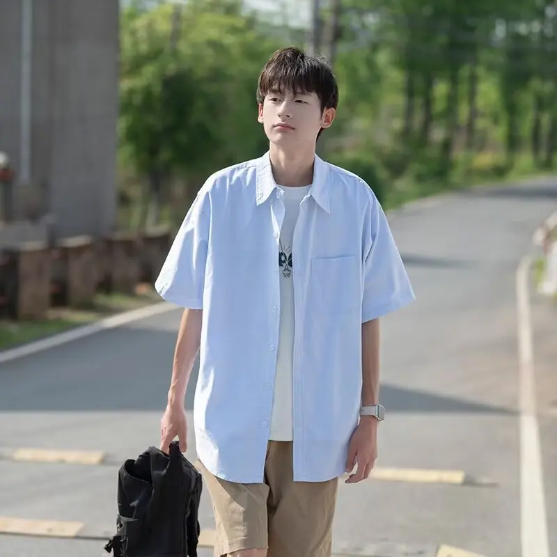 

Loose Fit Blue Men's Shirt Thin Outerwear Cardigan Spring Summer Casual Workwear Large Size 300 Pounds Youth Fashion