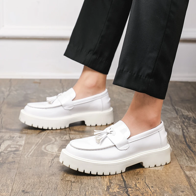 رجال الأعمال مهدب أحذية عادية لينة سوليد مريحة سميكة سوليد دائم المألوف المتسكعون أحذية العمل الرجال