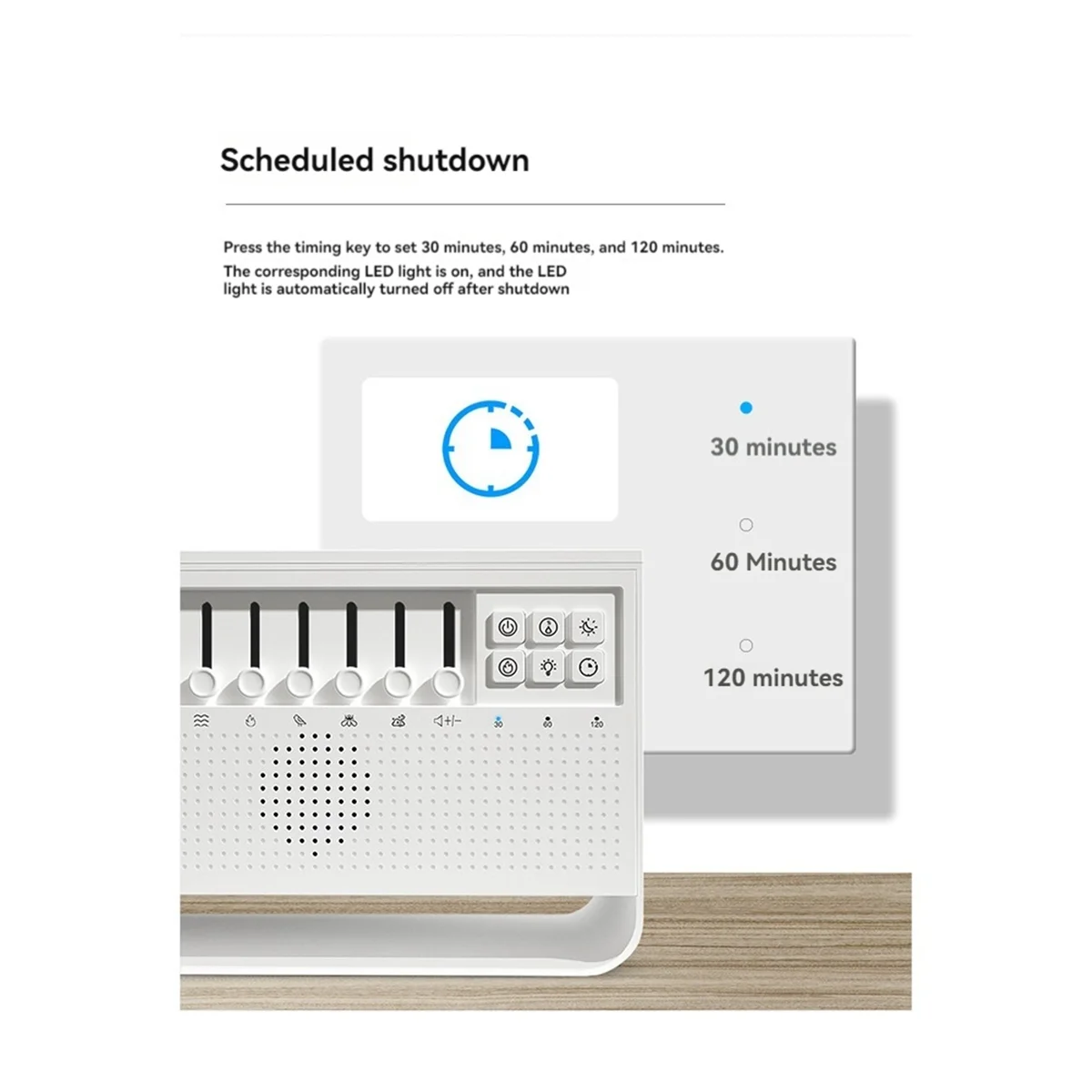 AD41-مكبر صوت بلوتوث مع 8 أنواع من موسيقى النوم بالضوضاء البيضاء 200 مل مرطب هواء للعلاج العطري محاكاة لهب ليلاً