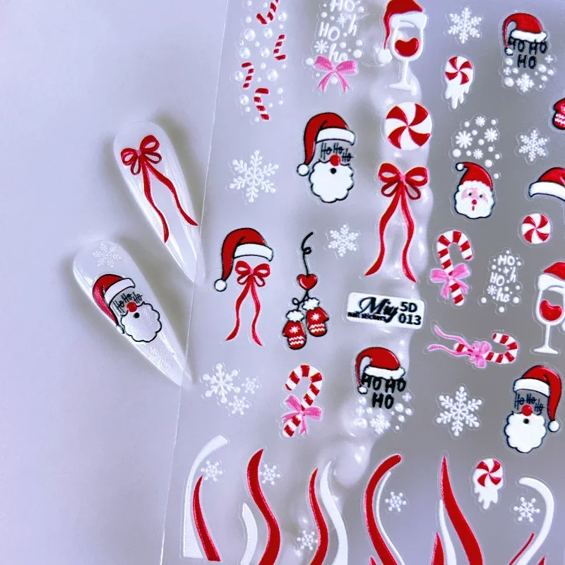 

1pcs Christmas Cartoon Snowman Nail Art Sticker Miy Series Embossed Clown Reindeer French Tips Suitable for Any Nail Shape