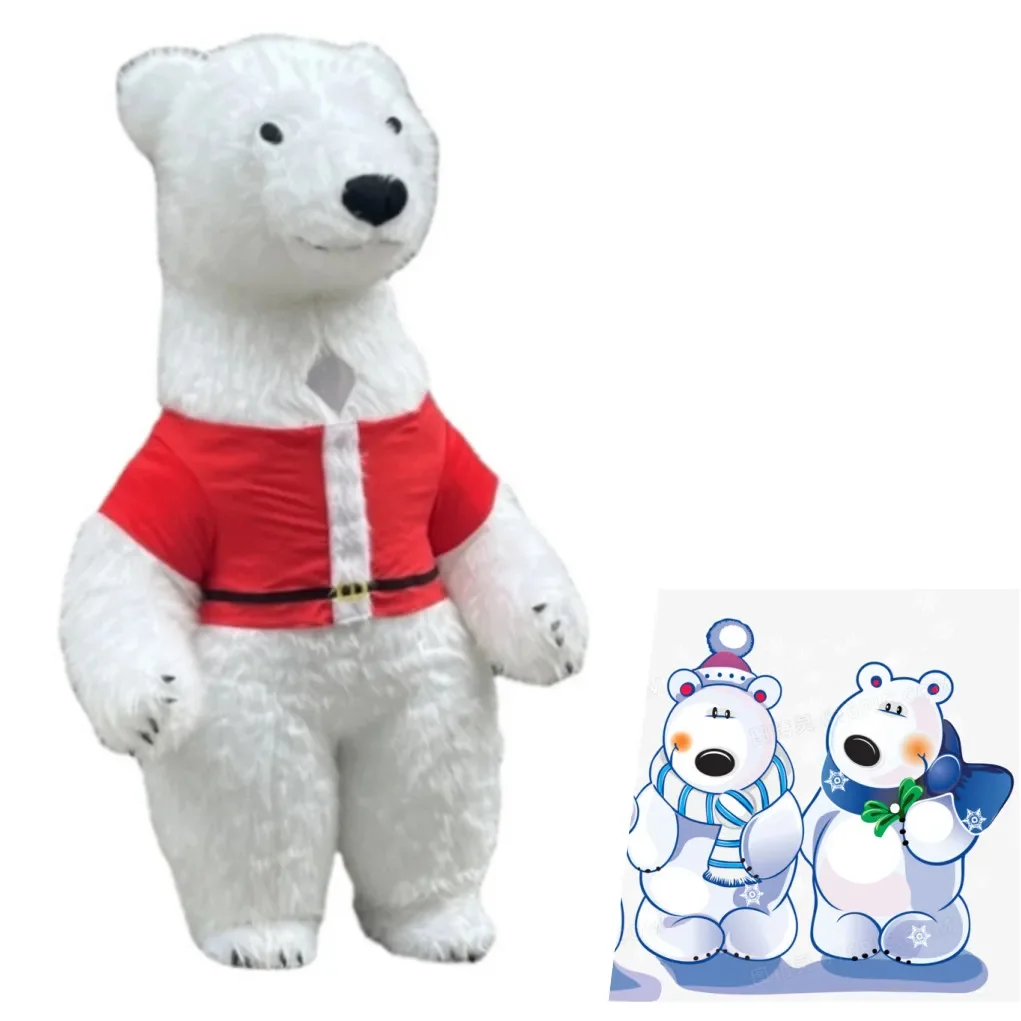 

New Giant Polar Bear Inflatable Costume Funny Polar Bear furry Mascot Costume Party Cosplay Plush Doll Inflatable Mascot Costume