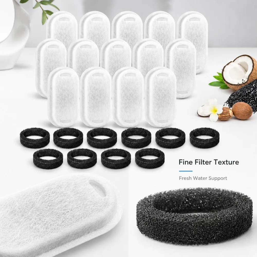 Stainless Steel Pet Fountain Filter Runway Shape Activated Carbon Resin Cartridge for Cat Dog Water Dispenser Replacement