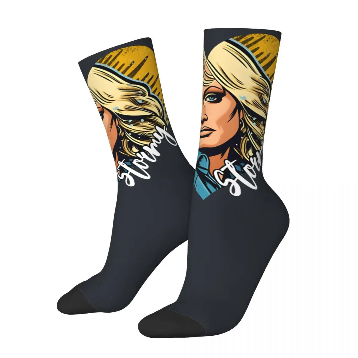 Funny Crazy compression Gorgeous Sock for Men Hip Hop Harajuku Stormy daniels Happy Seamless Pattern Printed Boys Crew Sock