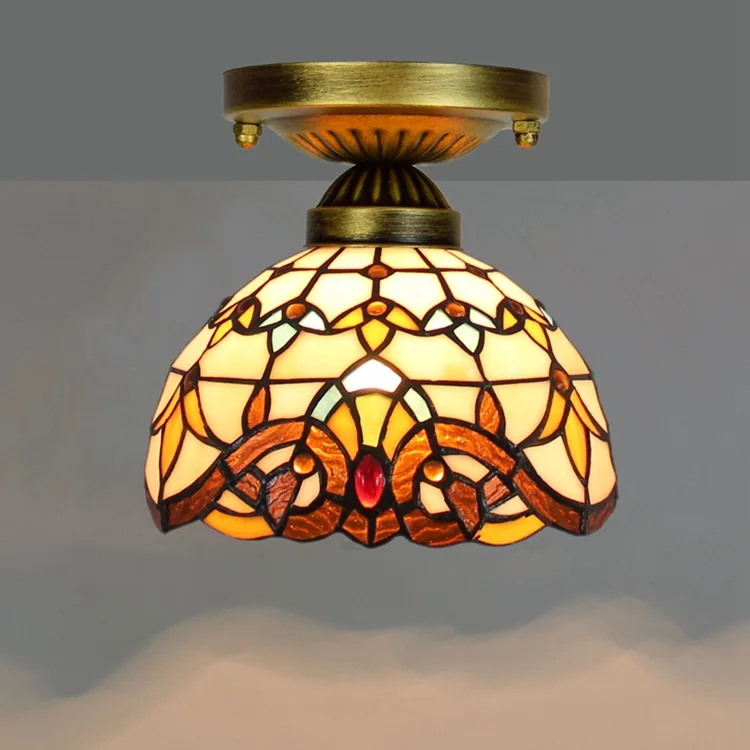 

Tiffany LED yellow Baroque stained glass ceiling lights Living Room Bedroom lights Home decor ceiling lights