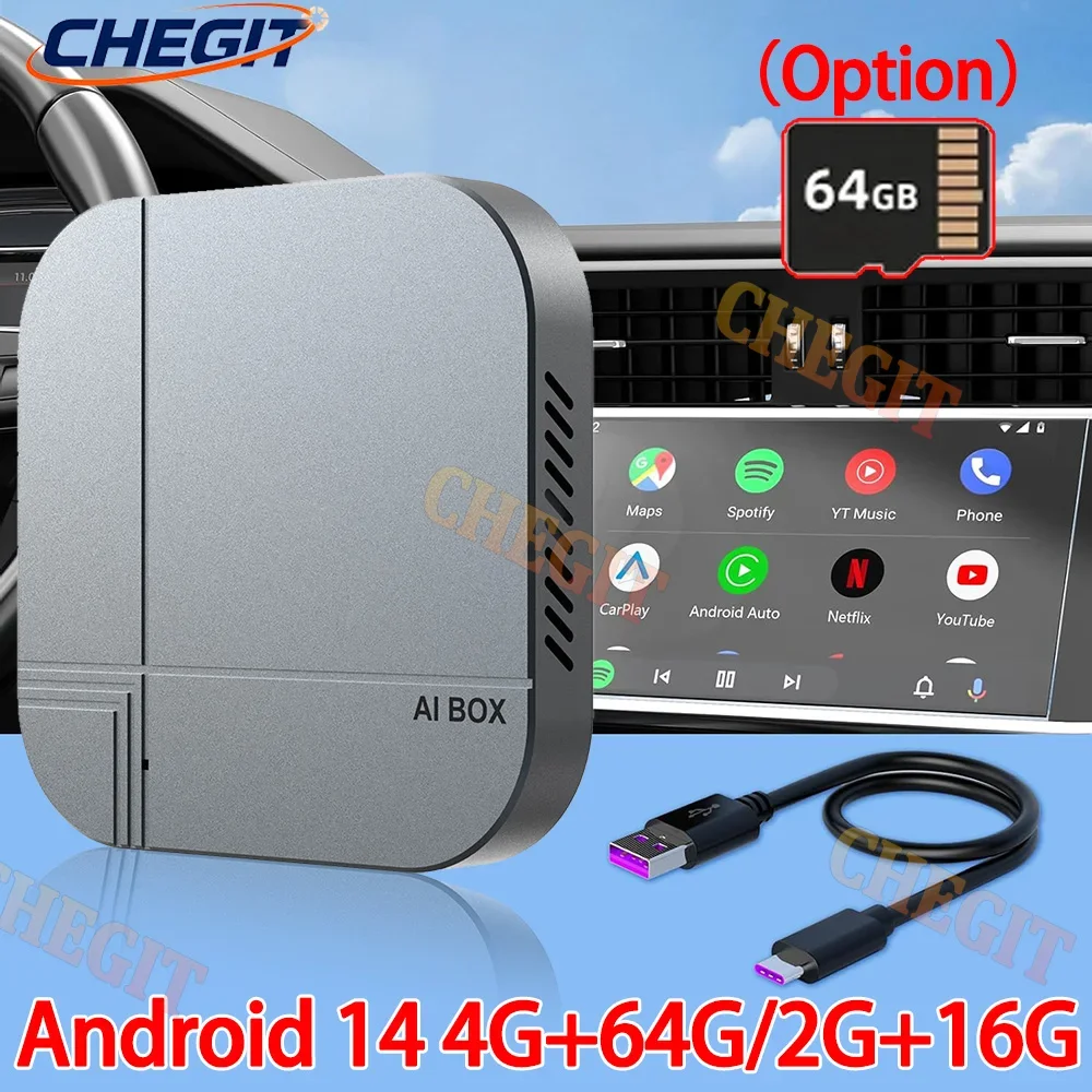 

2026 Android 14 Smart AI Box 4G+64G 2G+16G Wireless CarPlay Android Auto Car Multimedia Player TV Box For Youtube Netflix