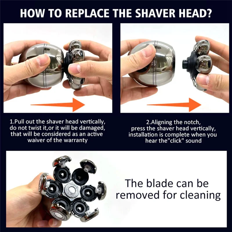 ABKR-Electric Head Shaver For Bald Men 7D Floating Cutter Beard Trimmer Clipper Waterproof Shaving USB Charging Trimmer