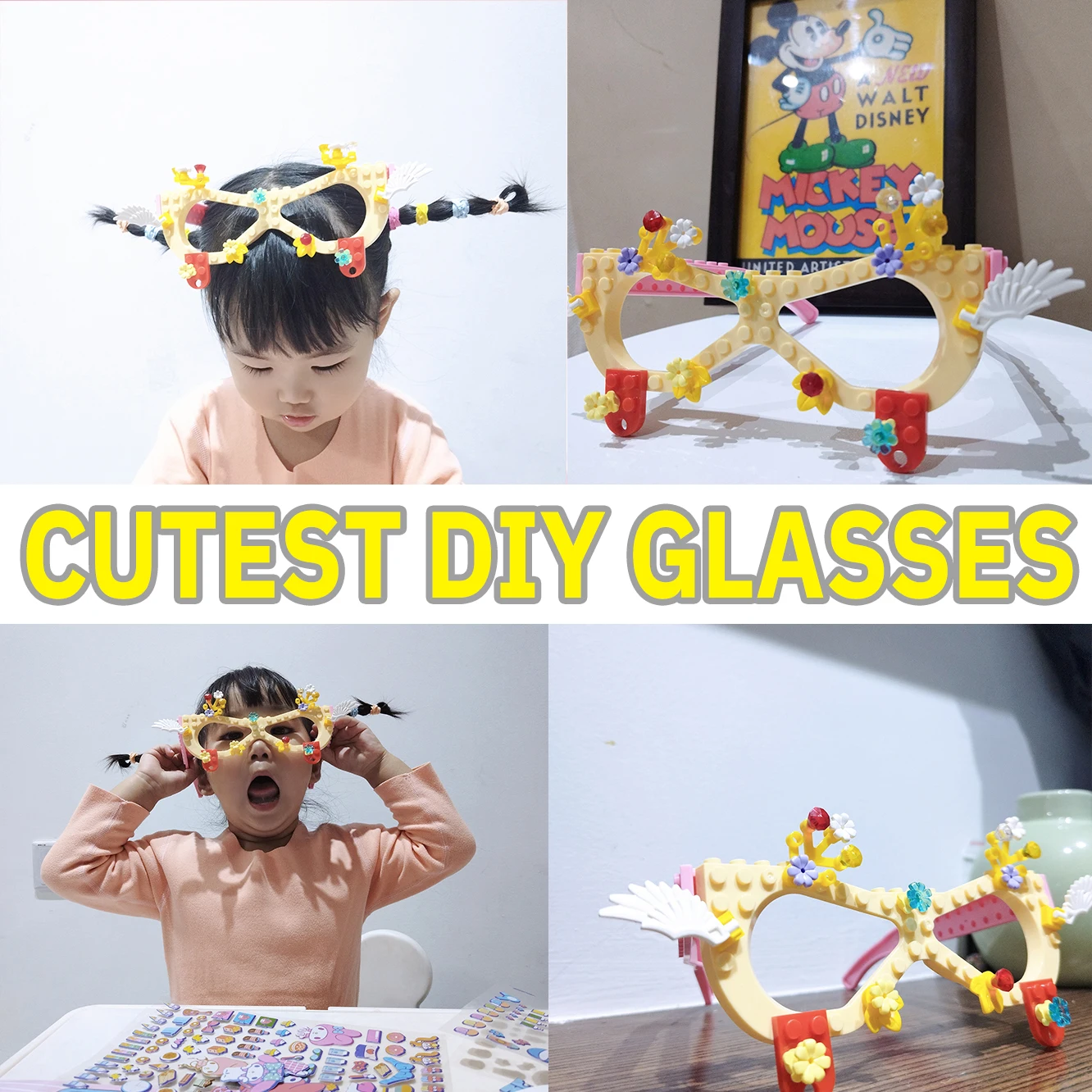 Building Blocks Glasses Baseplate Frame Angel Triceratops Tyrannosaurus Rex Diy Toys Glasses Bricks Christmas Gift Party Child