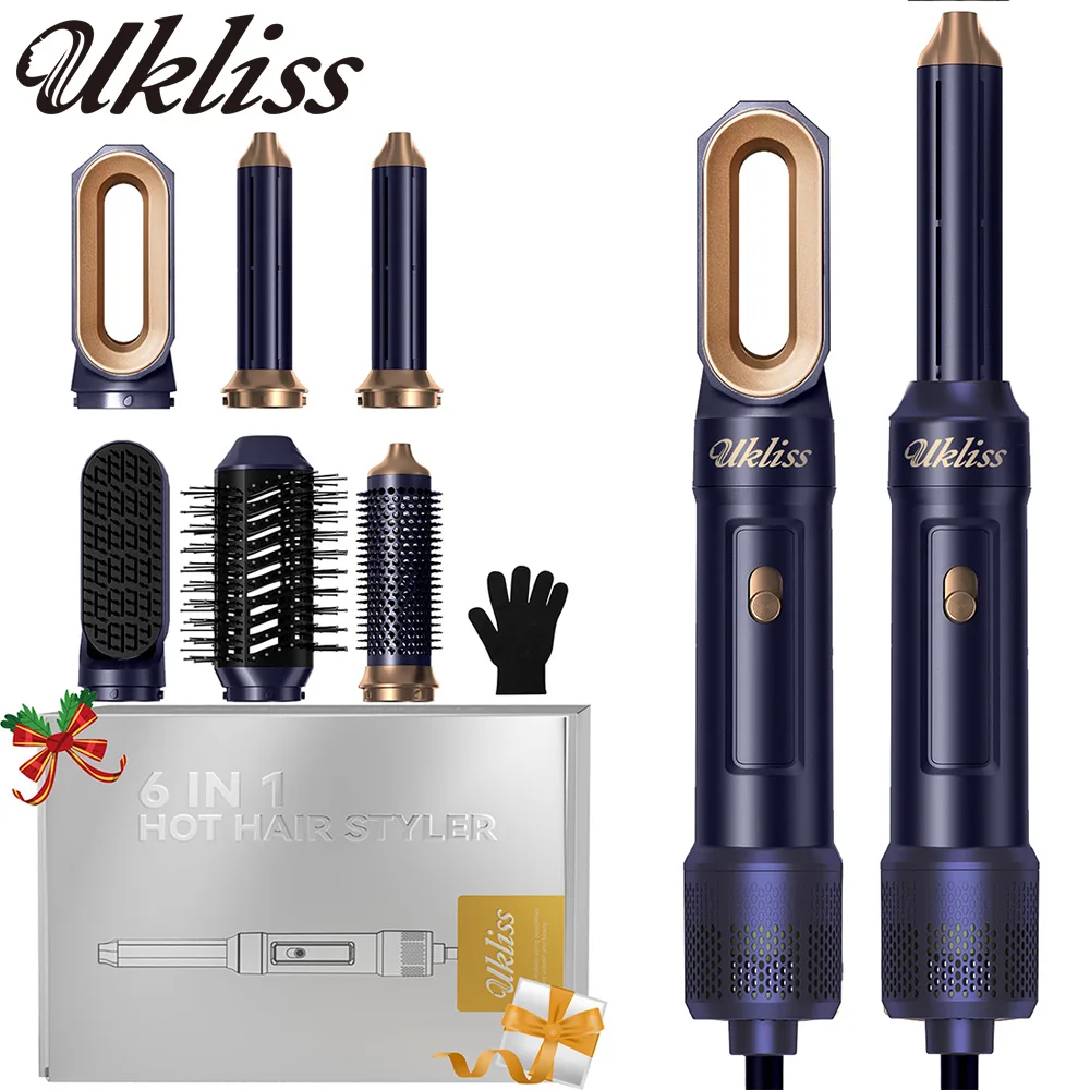 UKLISS 6 in 1 Hair Dryer Multistyler, Hot Air Brush for Curling, Straightening and Blow Dry