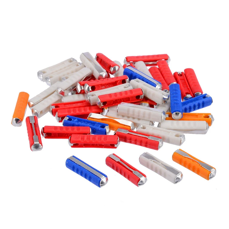 50Pcs Fuses Accessory Amperage Mini Protect circuits Replacement Set Auto Ceramic Continental Torpedo Style Useful New