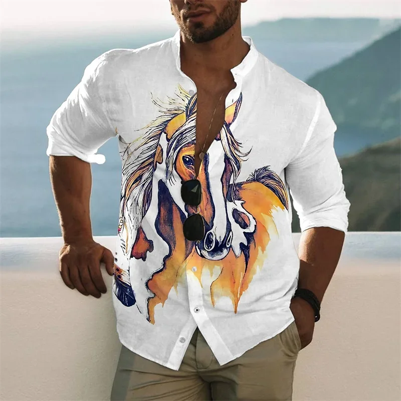 2023 New Men's Shirt Colorful Butterfly Parrot Print Short Sleeve Shirt Casual Men's Top Lapel Cardigan Shirt