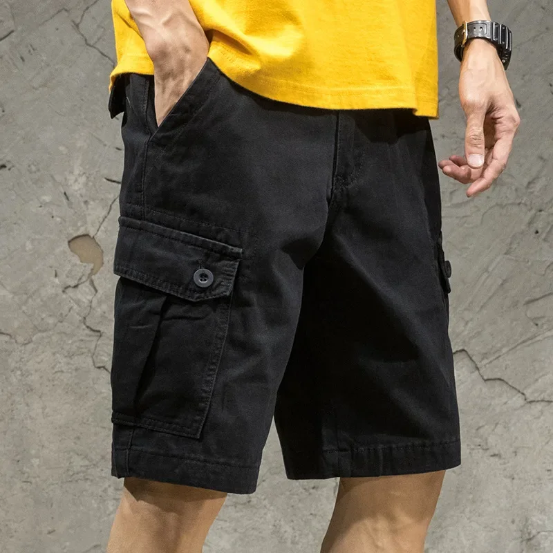 Summer Mens Shorts Fashion Loose Multi-pocket Shorts Solid Color Large Size Sports Casual Cargo Shorts Hiking Men Short