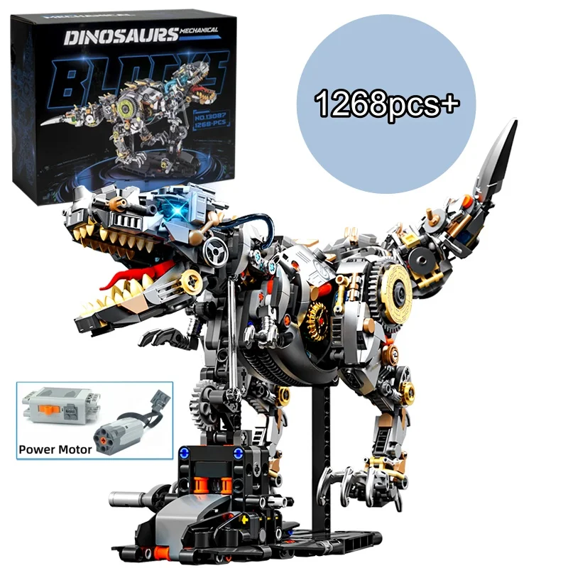 Creative Mechanical Dinosaur Building Blocks Brick Tyrannosaurus Rex Animal with Power Motor Model Assembly Toy Birthday Gift