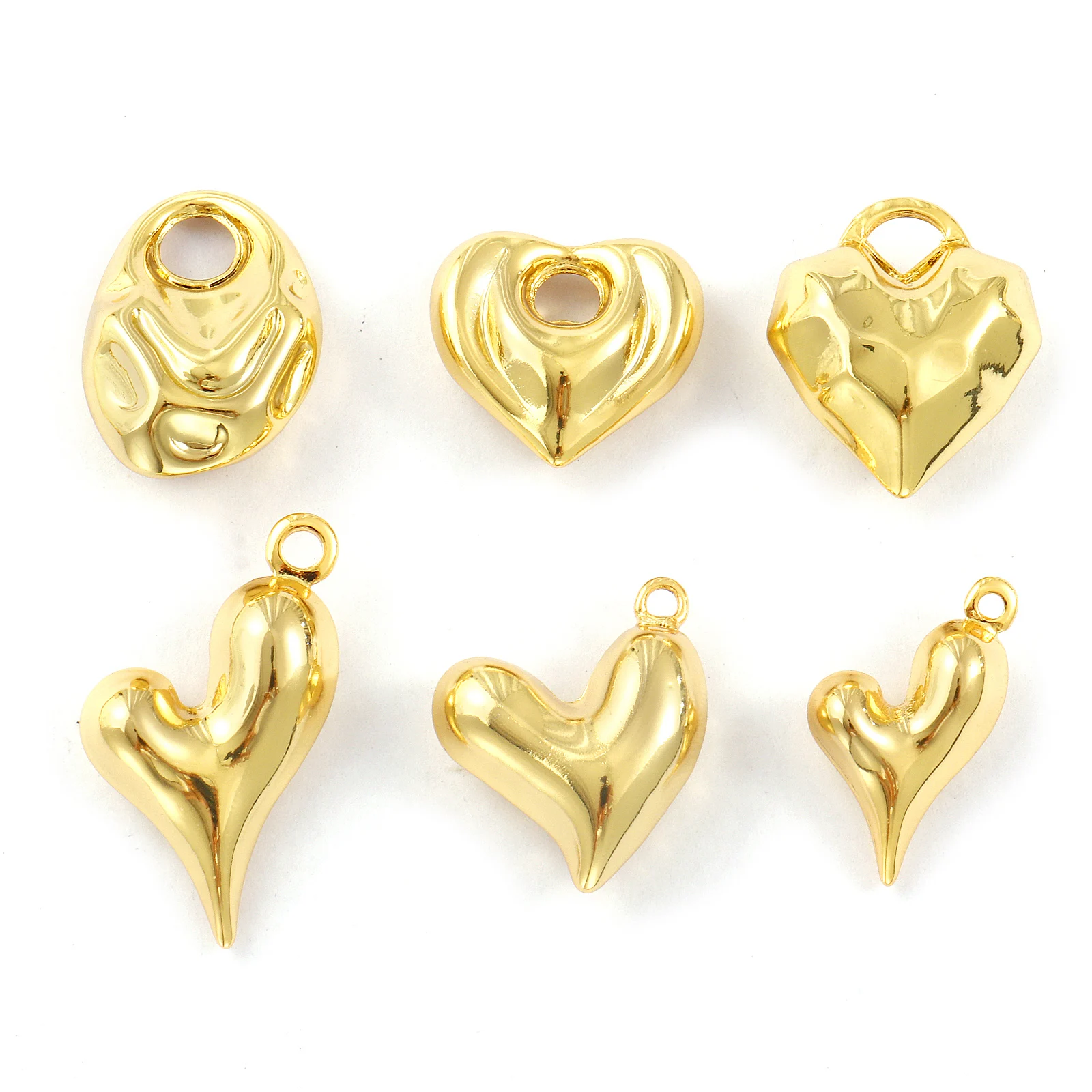 2 قطعة الوافدين الجدد غير النظامية القلب قلادة قلادة Findings بها بنفسك النتائج النحاس عيد الحب 18K الذهب الحقيقي مطلي القلب سحر صنع