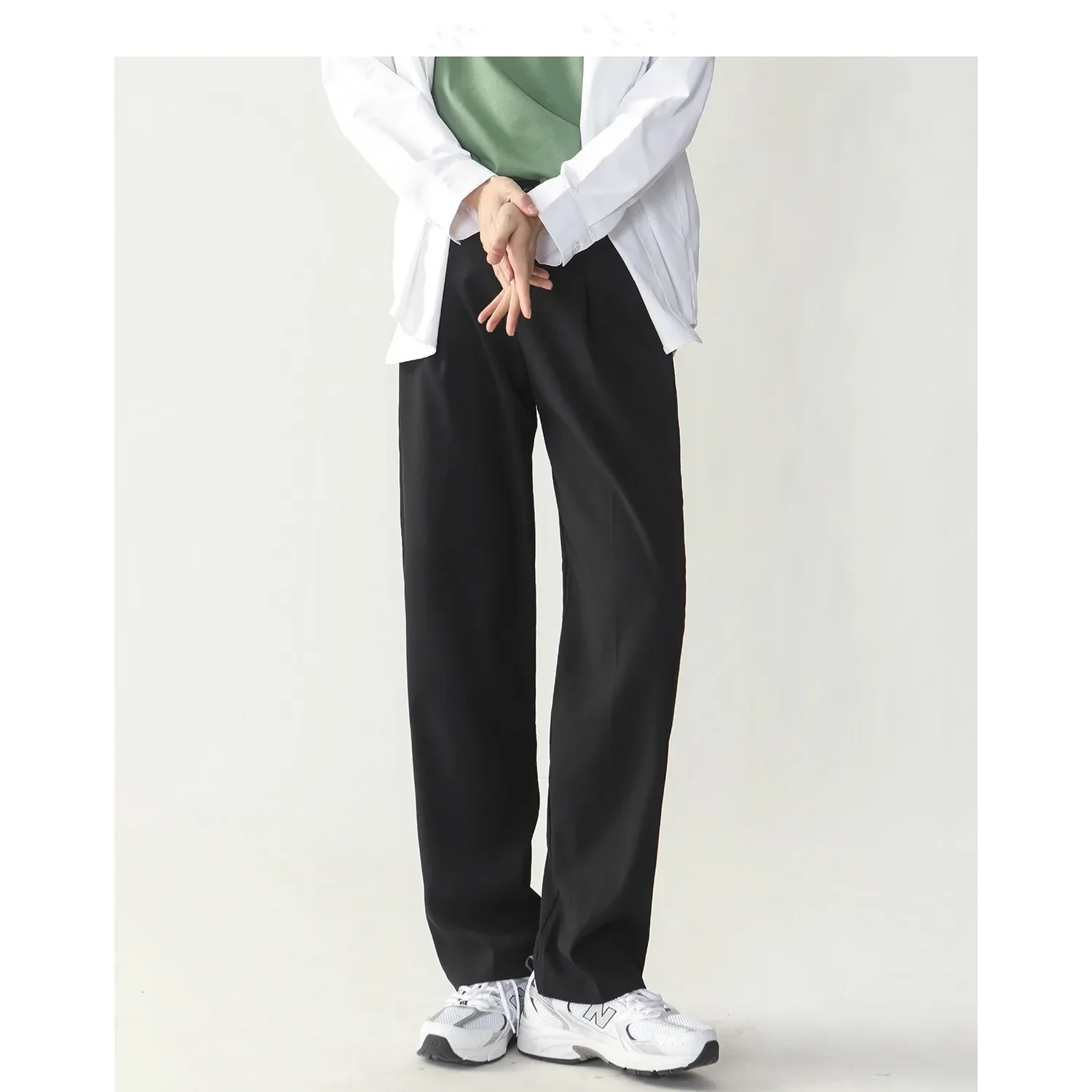 Spring Autumn New Fashion Men's Solid Color Loose Wide Leg Straight Simple Basic Casual Trendy Suit Trousers Male Pants Clothes