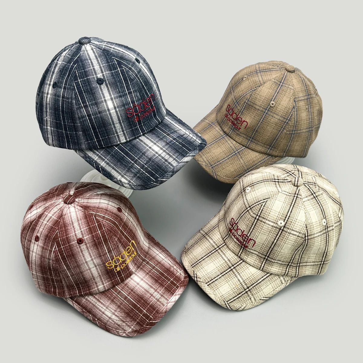 

College Style Plaid Embroidered Letters Baseball Hats New Men Women Sunshade Korean Versatile Retro Fashion Casual Peaked Caps
