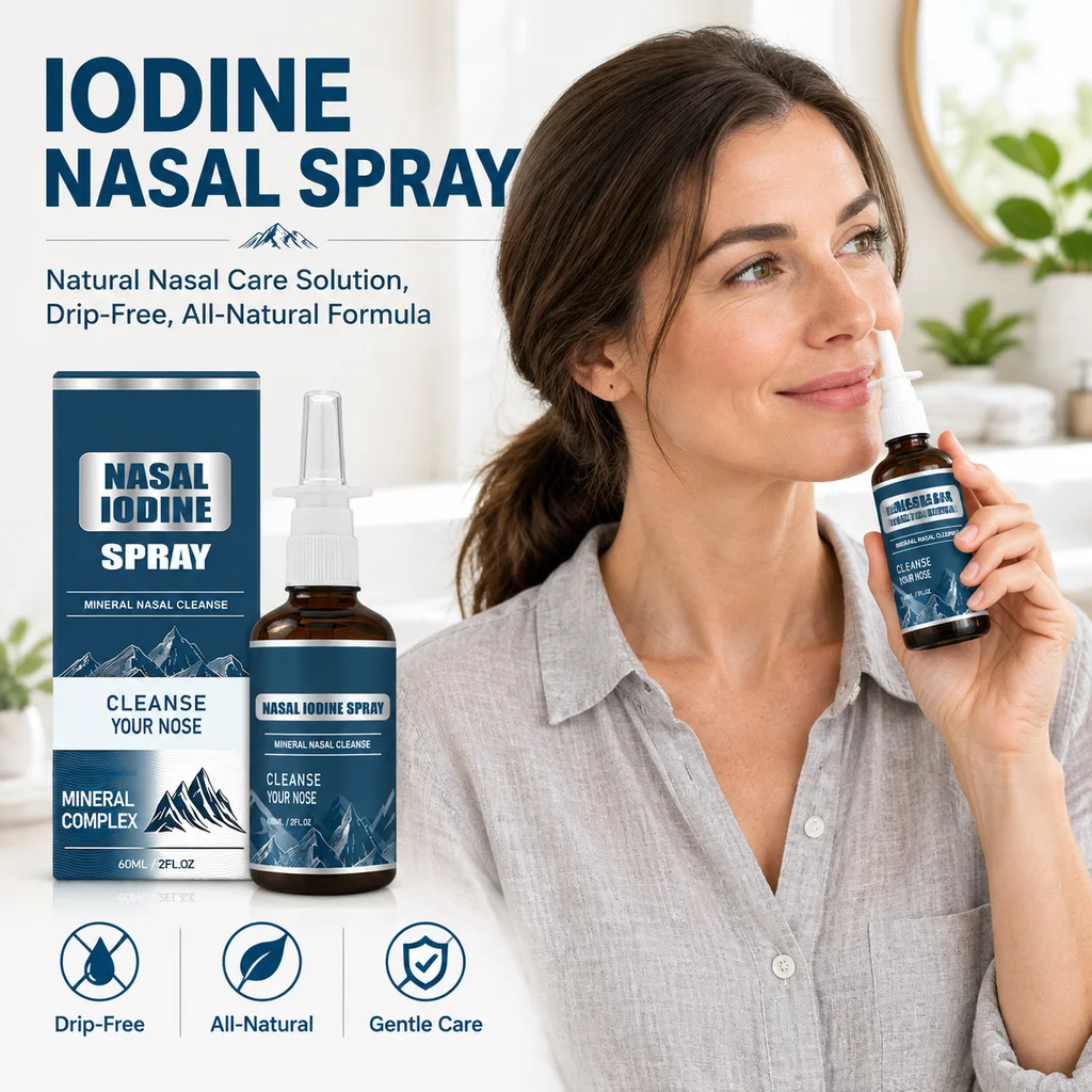 Iodine Nasal Spray Natural Nasal Care Solution All-Natural Formula Soothe Mucosa Remove Nasal Passages Dirt Pollution Nose Care