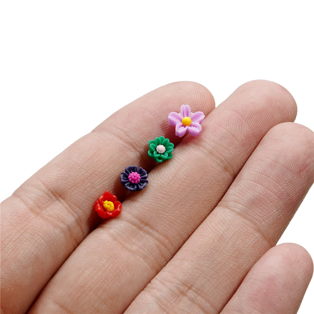 100Pcs/Lot Cute Resin 6/8mm Mixed Flowers Fillings Materials for DIY Epoxy Resin Mold Nail Art Decor Crafts Accessories