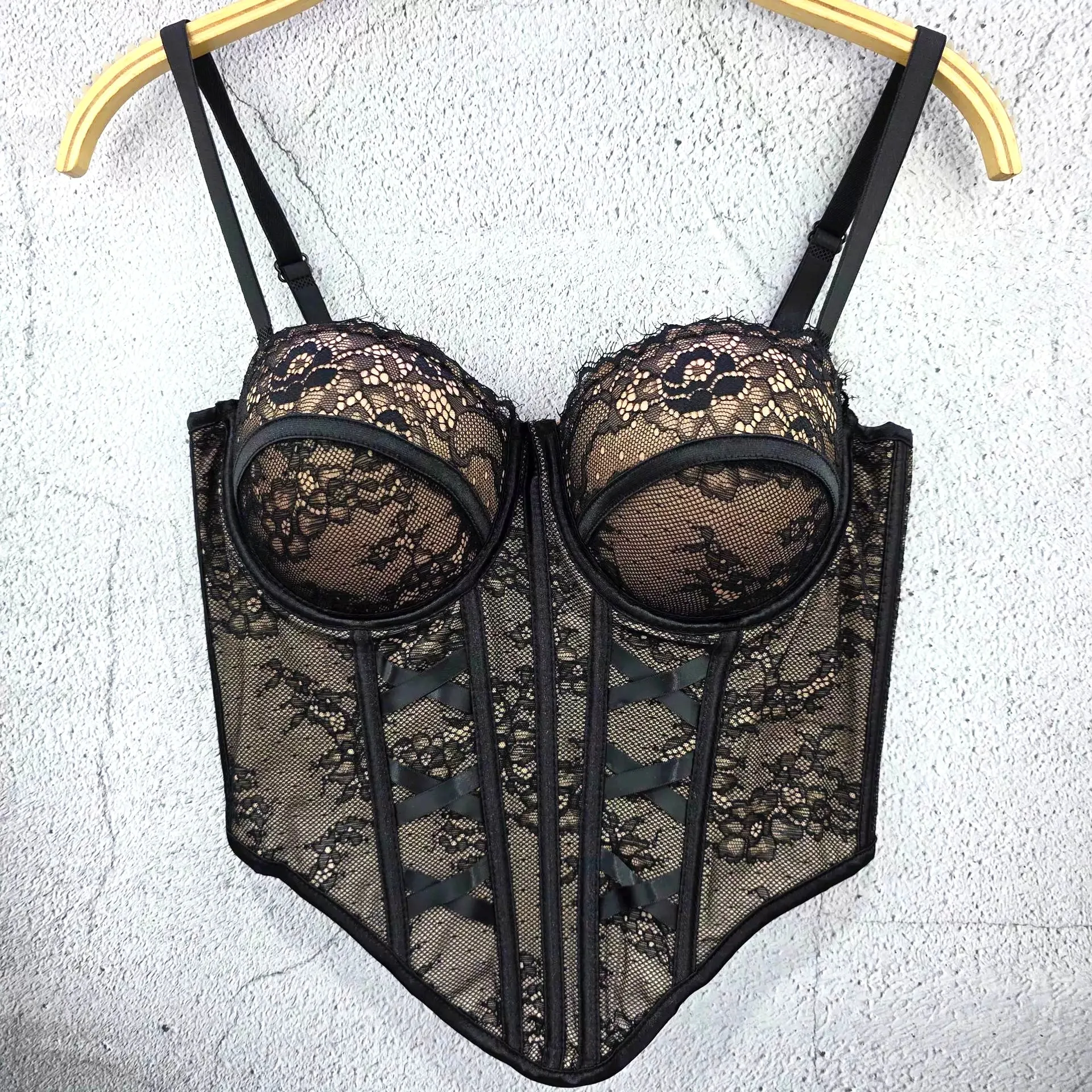 

Красивый кружевной женский корсет с лентой, элегантный корсет для женщин, бюстье для девочек, тонкая вечерняя одежда, укороченный женский короткий милый топ для коррекции фигуры