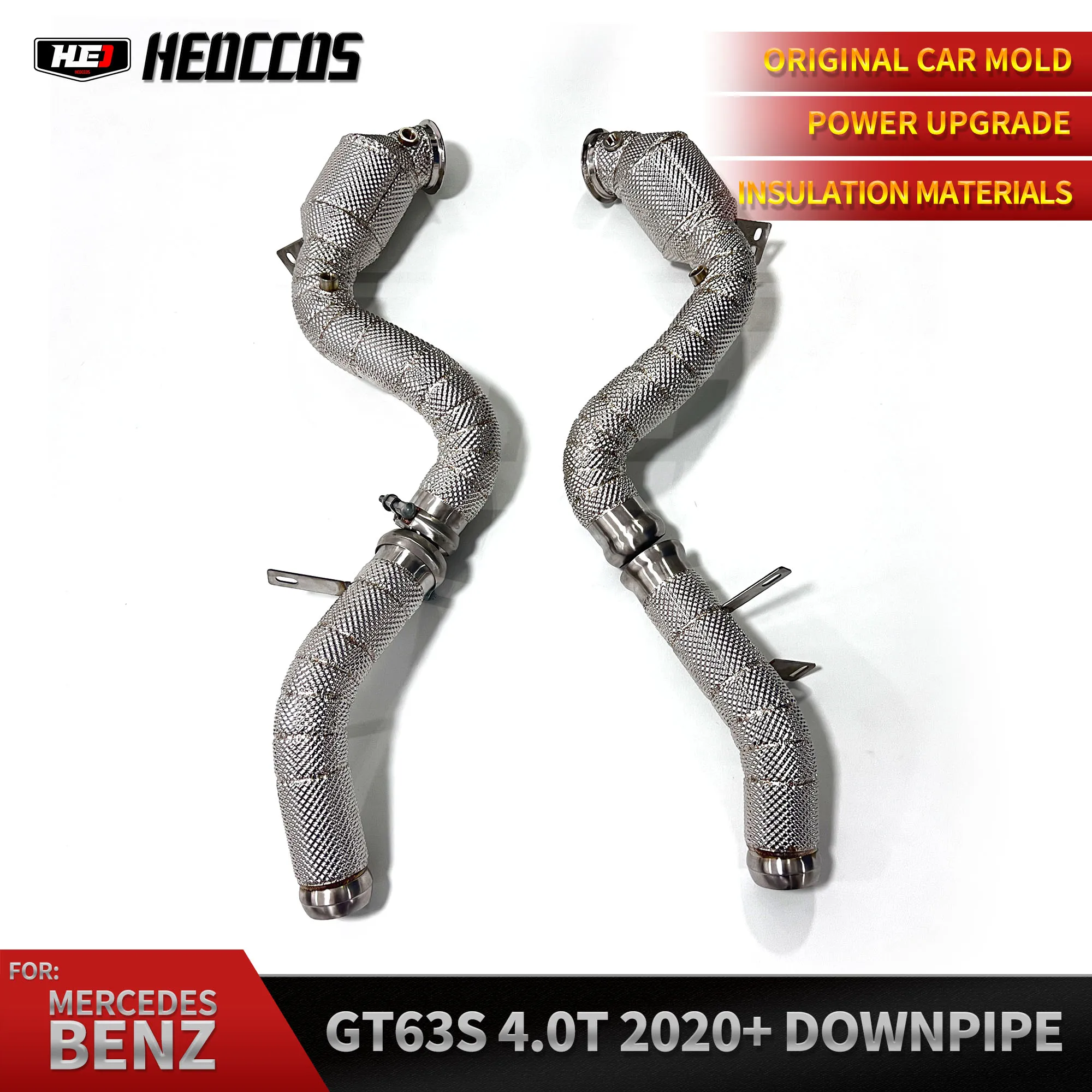 HEO Downpipe For Mercedes-Benz AMG GT63/GT63S/GTR/GT-R/GTS/GT-S 4.0T 304 Stainless Steel Downpipe with heat shield Exhaust Pipes