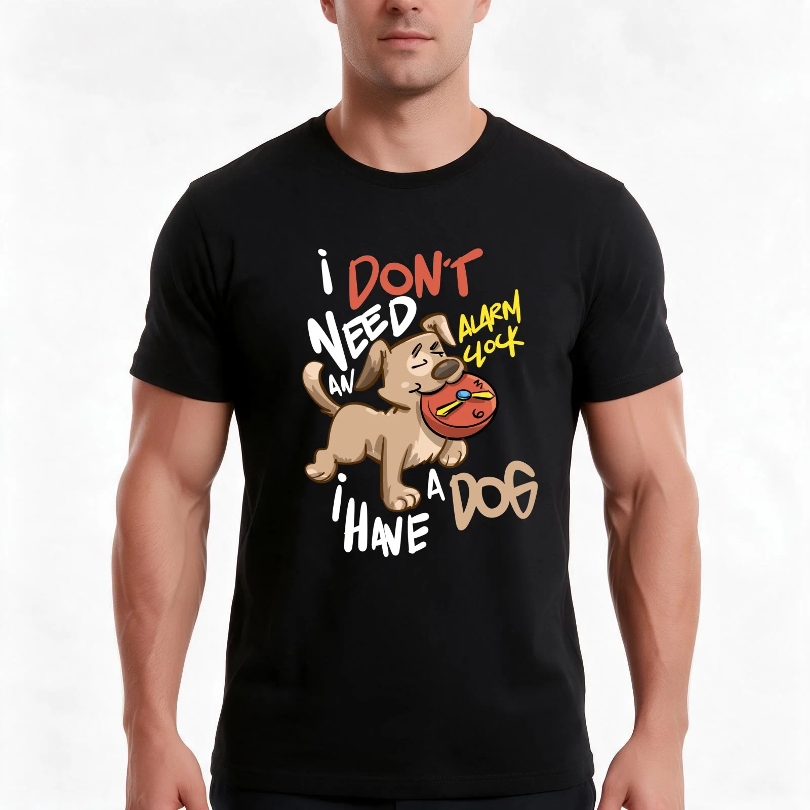 I Don’t Need an Alarm Clock I Have a Dog T-Shirt, Summer Casual Cotton Tee, Oversized Streetwear Tops, Vintage Graphic Print