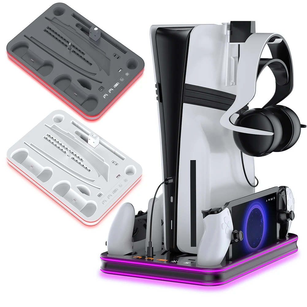 

PS5 Vertical Stand and Cooling Station for Dual Controllers with Headphone Hook and Fast Charging Dock