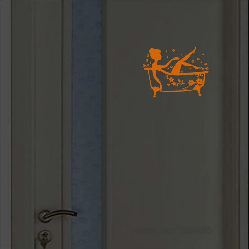 Luminous Bathroom Stickers WC Shower Room Door Sign Washroom Indication Label Decal Cartoon Toilet Wall Sticker Glow in the Dark