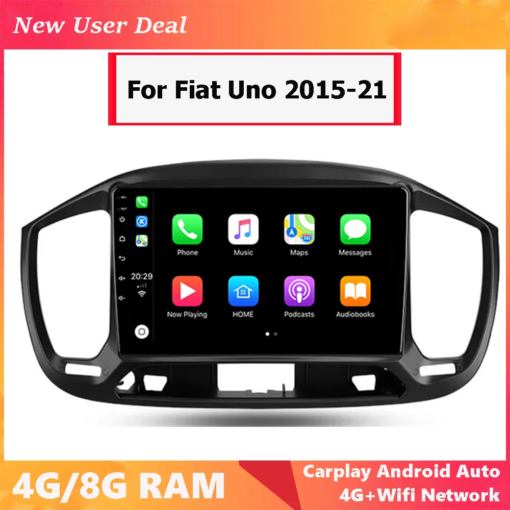 Автомобильный мультимедийный плеер, стерео Android 12,0, радио для FIAT Uno 2015, 2016, 2017, 2018, 2019, 2020, 2021 с Carplay
