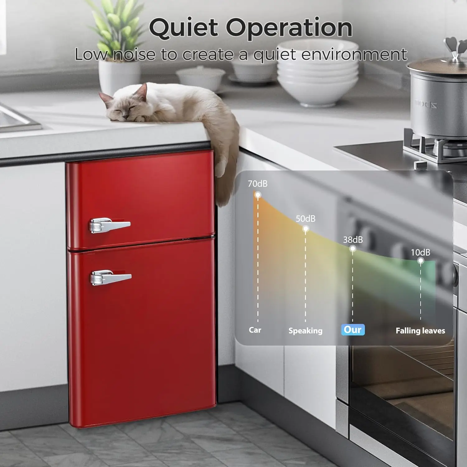 ثلاجة صغيرة مع فريزر ، 3.2 قدم مكعب ، مدمجة ، بابين ، درجة حرارة قابلة للتعديل ، المنزل ، المطبخ ، الحجم الكامل