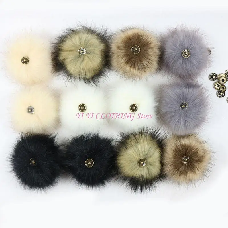 

N5KF Искусственный пушистый шар с помпоном сплошной цвет со съемной брошью и пряжкой