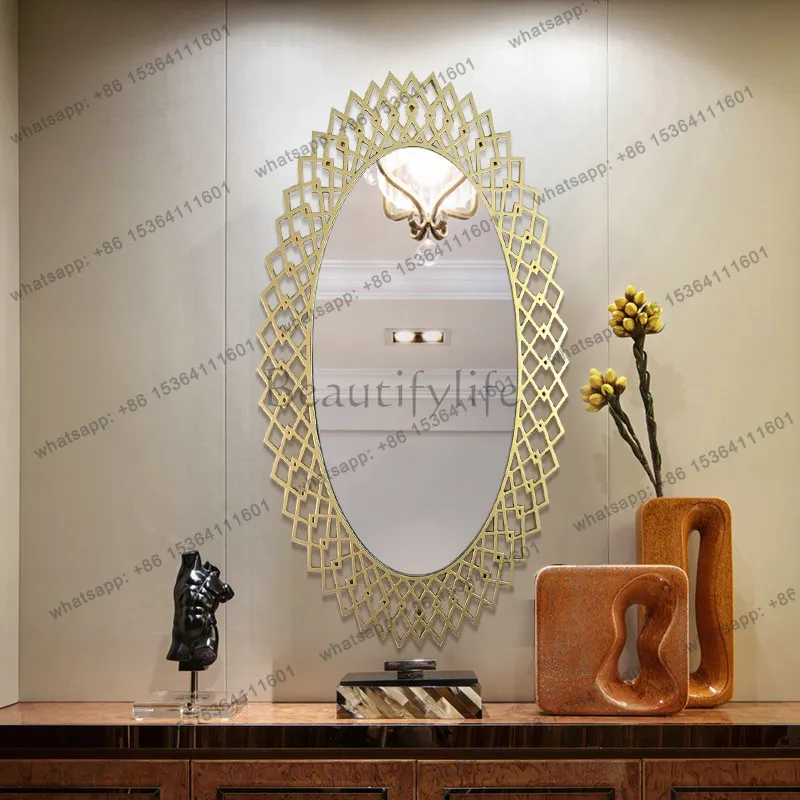 Factory Direct French Light Luxury Decoration Wall Bathroom Mirror Simple Entrance Mirror Bathroom Mirror