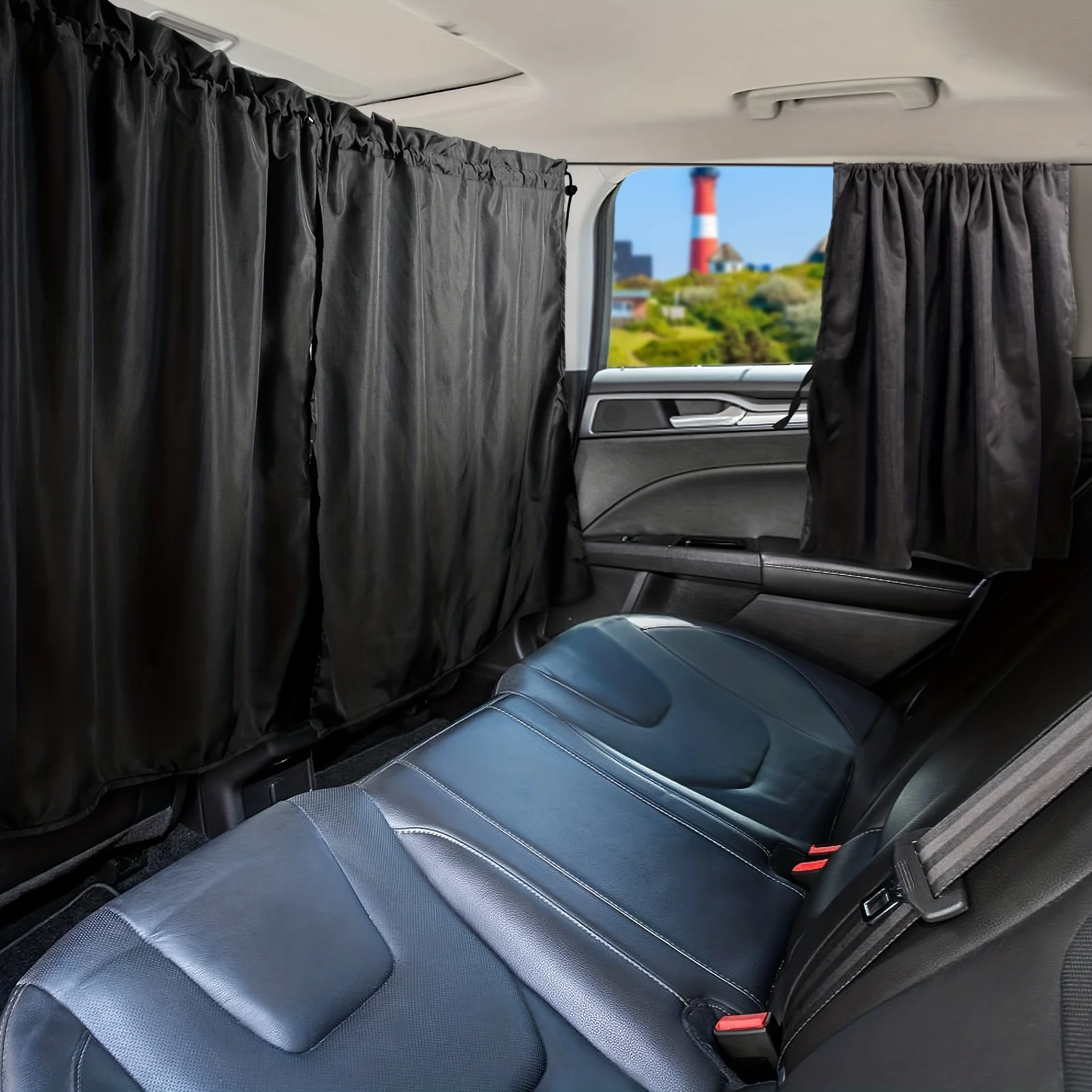 Car Privacy Curtains Universal Divider Curtain Between Rear Seat Auto Blackout Sun Shades Side Window Covers