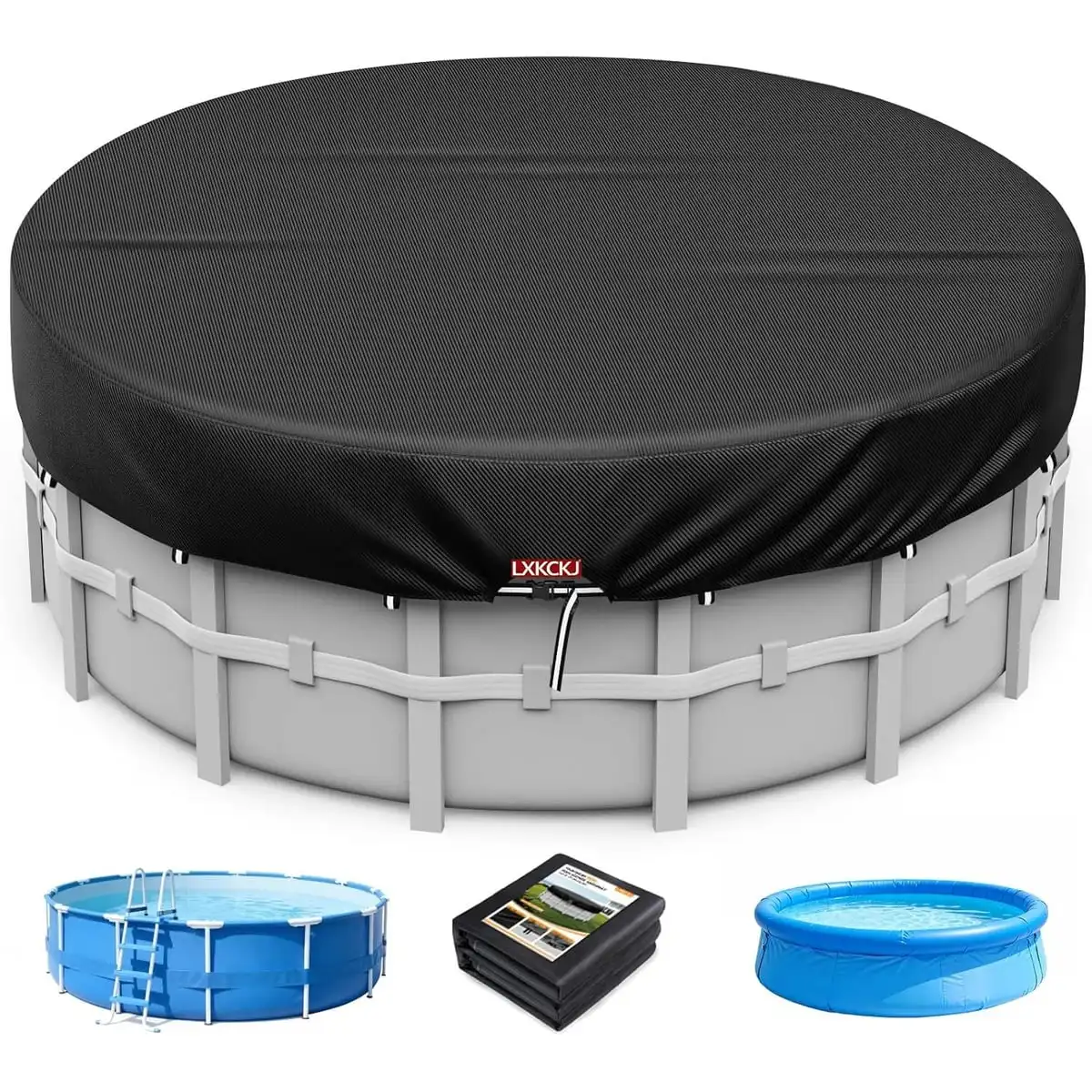 Round Above Ground Pool Cover Waterproof Dustproof Solar Pool Cover for Outdoor Frame Swimming Pool Anti Leaves Winter Pool Prot