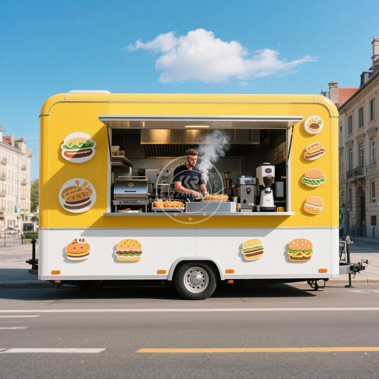 

2025 New Mobile Coffee Trailer USA Standard Food Vending Cart Food Car Custom Color Pull The Dining Cart