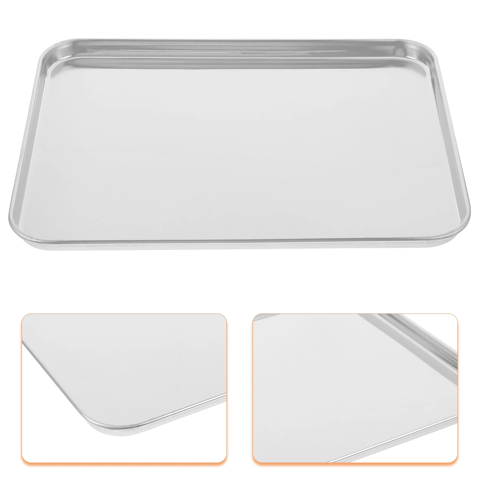 

1pc Stainless Steel Barbecue Large Rectangular Flat Bottom Tray For Baking Steaming Serving Home Kitchen Restaurant Use