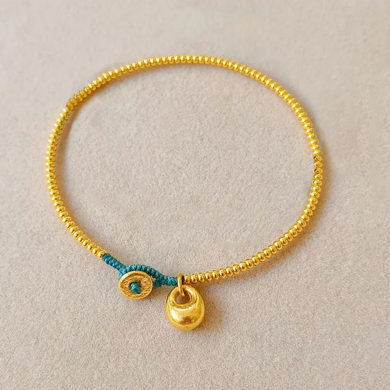 Simple retro blue yellow small bean beads Ruyi blue rope bracelets for women new in layered charm bracelet banquet jewelry