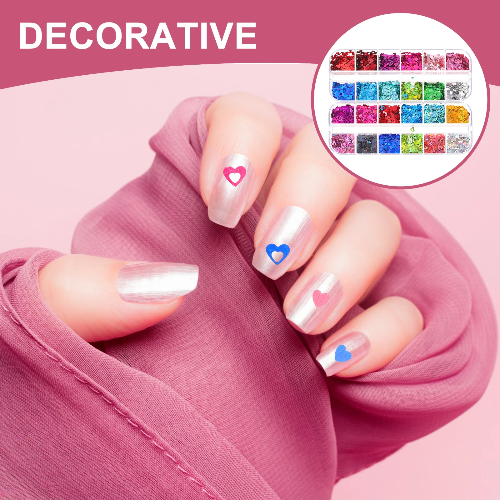 

2 Boxes Heart Nail Art DIY Glitters Sequins Nail Decoration Manicure Accessories Party Makeup Glitter Sequins Manicure Supplies