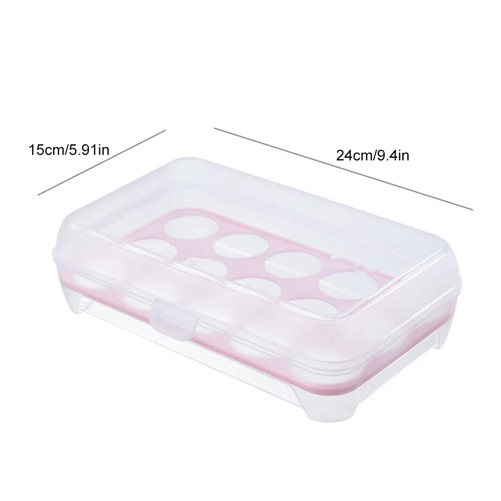 15Grid Egg Storage Box Egg Box Tray With Lid Drawer Kitchen Household Egg Tray Storage Box Dispenser Refrigerator Egg Holder